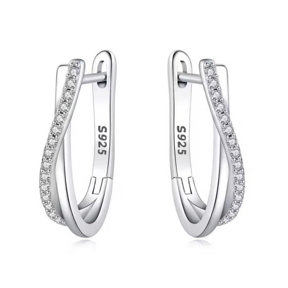 Elegant 925 Silver Twist Earrings - Picture 4 of 4